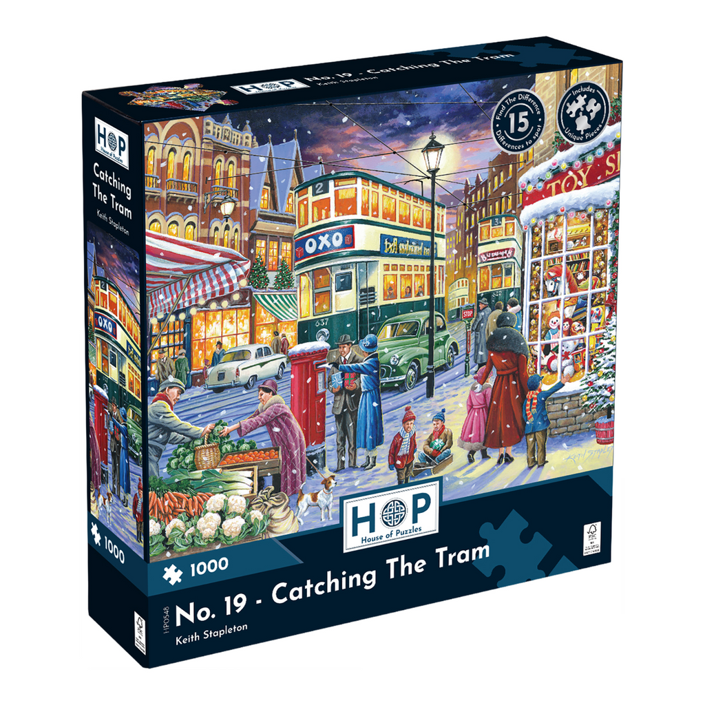 Box, turned left: Catching The Tram – 1000 Piece Jigsaw Puzzle (House of Puzzles)