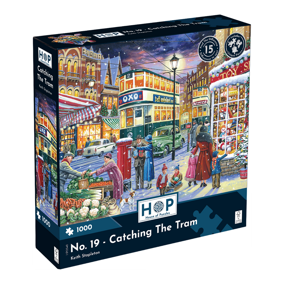 Box, turned left: Catching The Tram – 1000 Piece Jigsaw Puzzle (House of Puzzles)