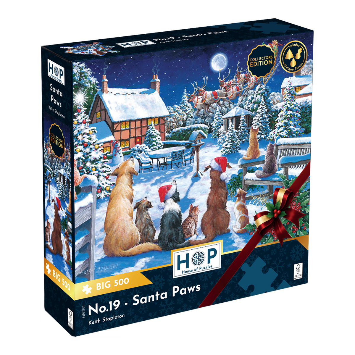 Box, turned right: Santa Paws – BIG 500 XL Piece Jigsaw Puzzle (House of Puzzles)
