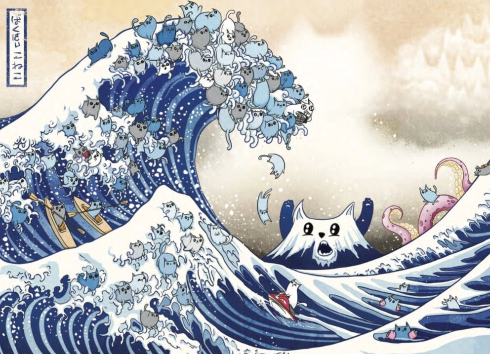 Exploding Kittens - The Great Wave of Catagawa - 1000 Piece Jigsaw Puzzle