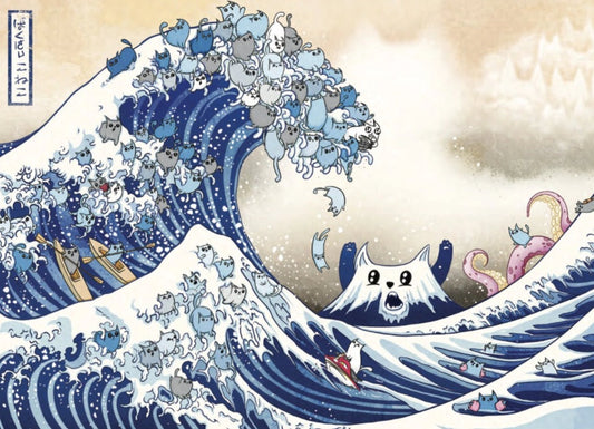 Exploding Kittens - The Great Wave of Catagawa - 1000 Piece Jigsaw Puzzle
