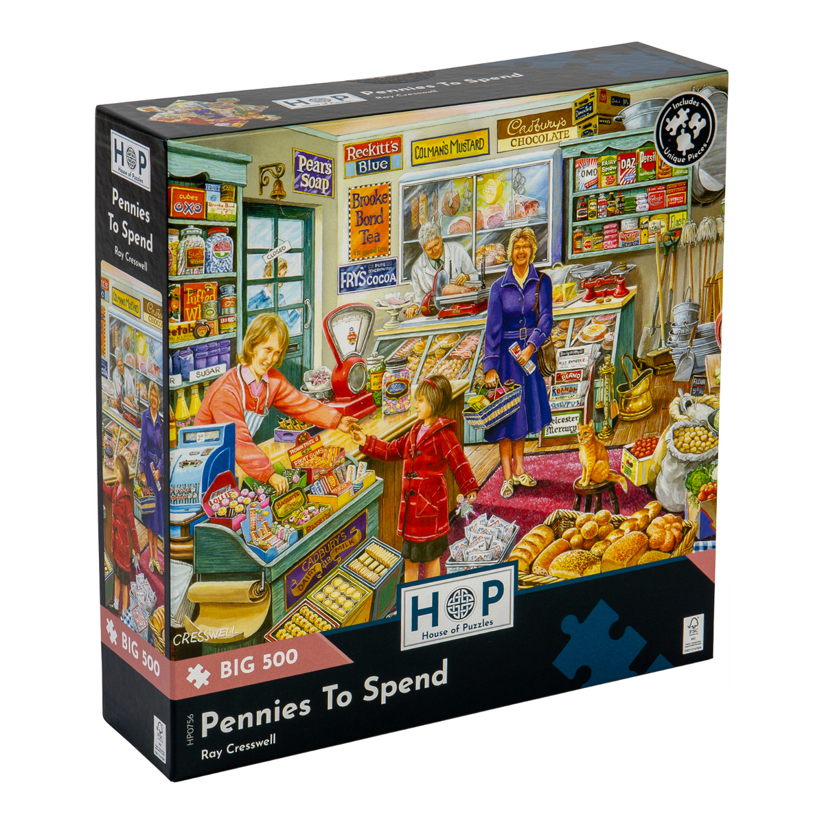Box, turned right: Pennies To Spend – 500 XL Piece Jigsaw Puzzle (House of Puzzles)