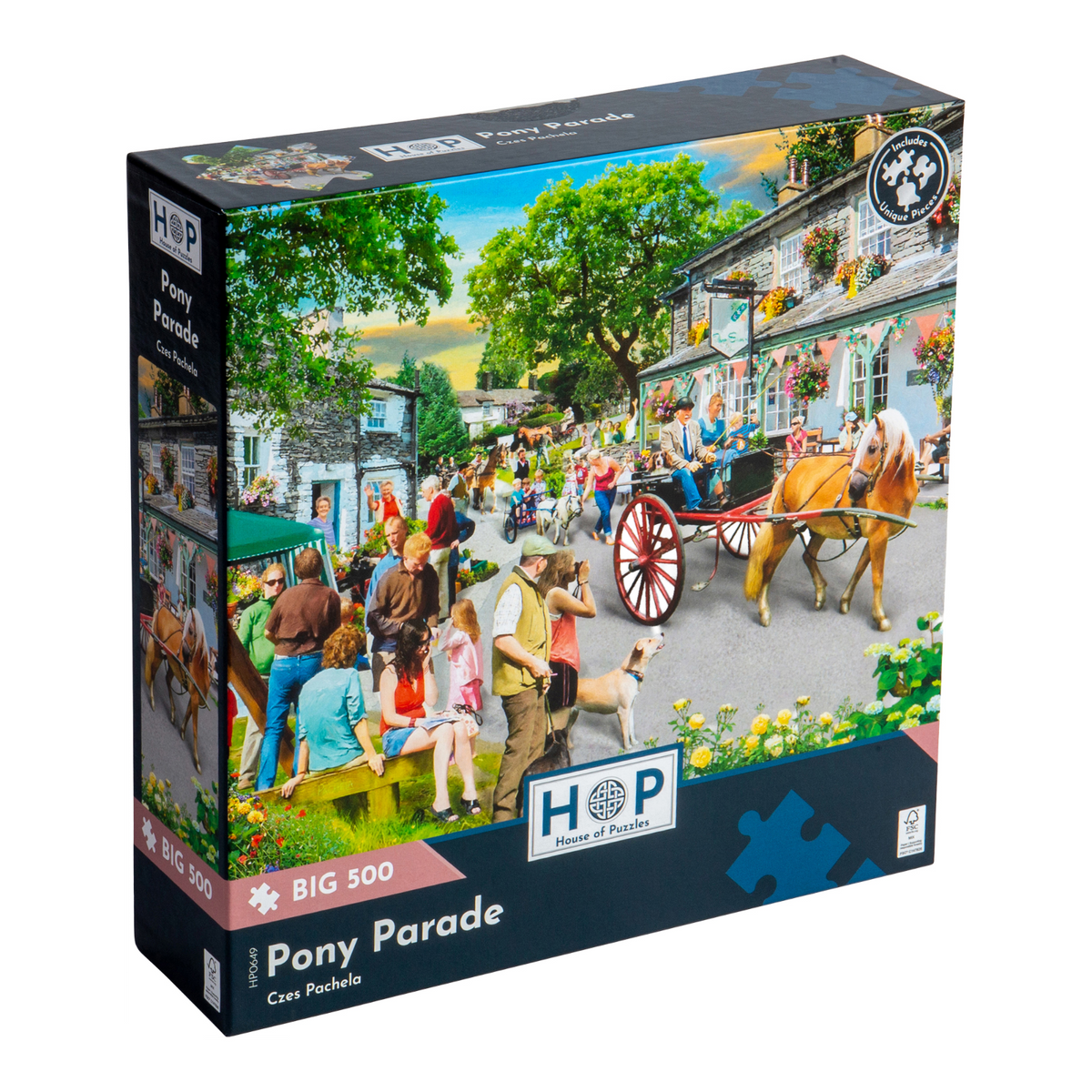 Box, turned left: Pony Parade – 500 Piece Jigsaw Puzzle (House of Puzzles)