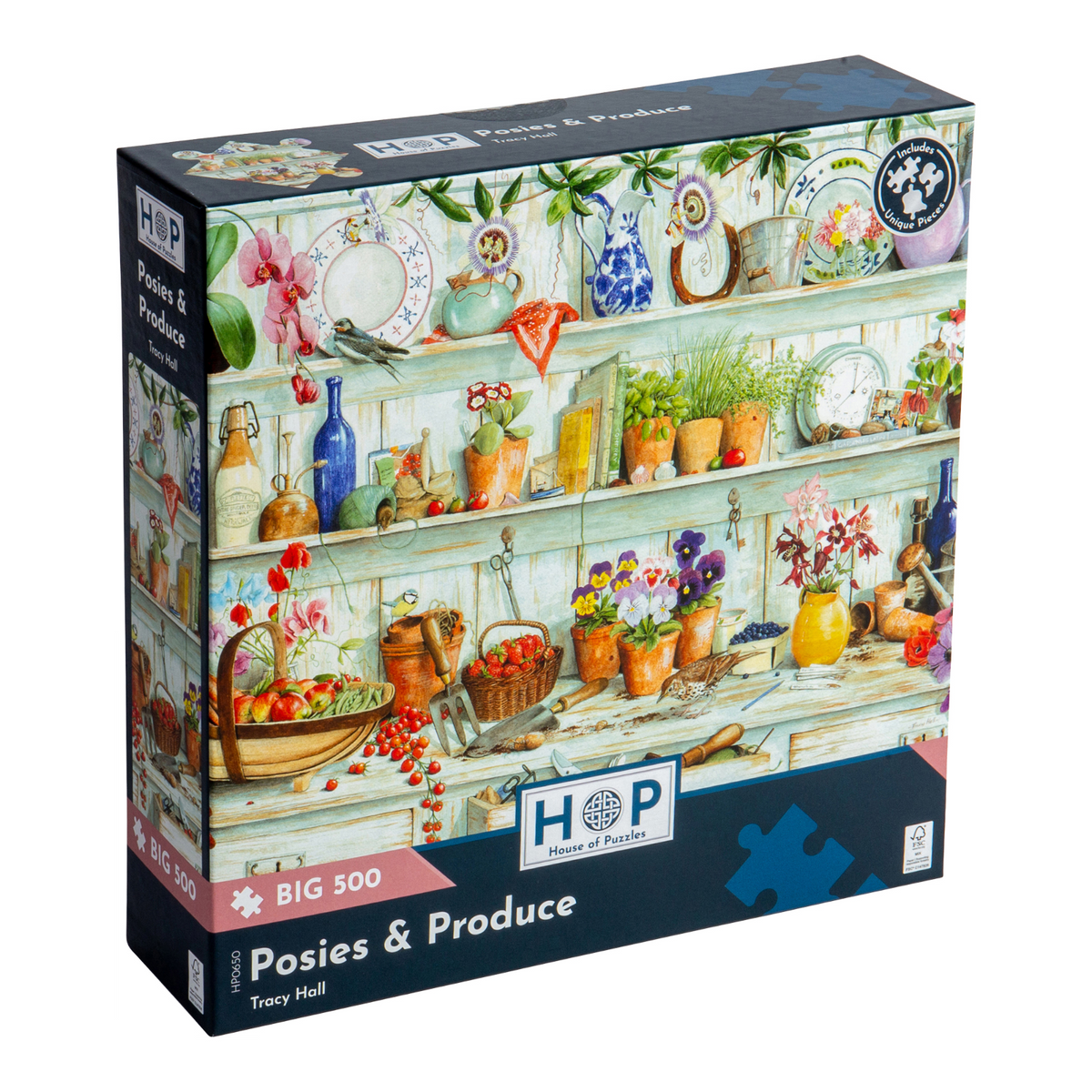 Box, turned right: Posies & Produce – 500 Piece Jigsaw Puzzle (House of Puzzles)