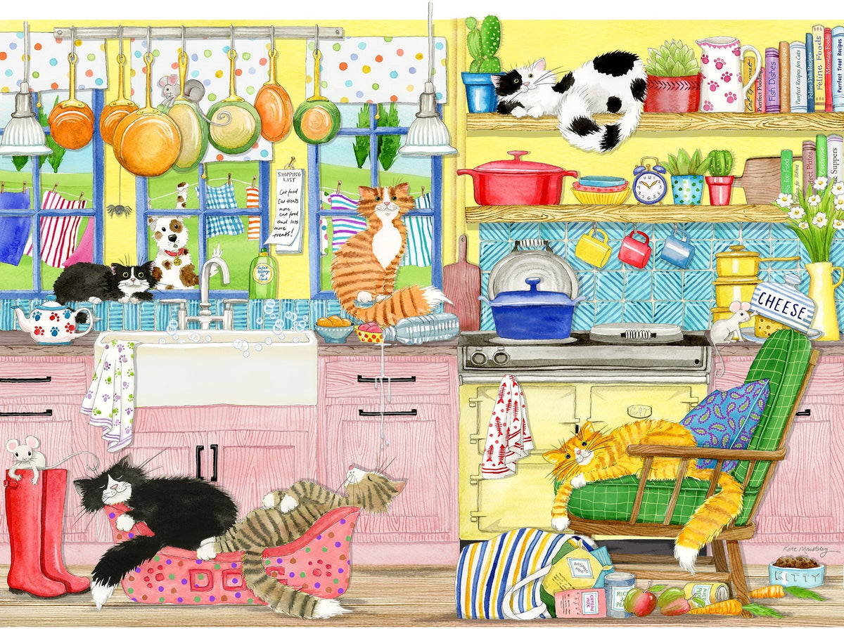 Artwork, puzzle 2 of 4: Catastrophe Cottage – 4 x 500 Piece Jigsaw Puzzles (Gibsons)