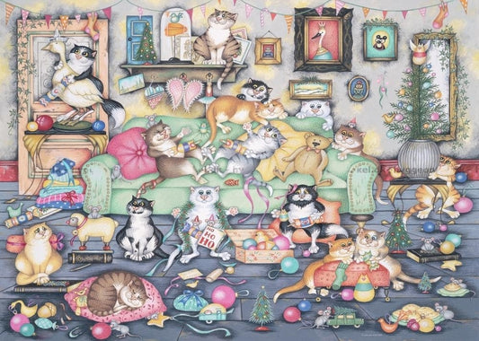 ** Pre-Order ** Ravensburger - Crazy Cats Vintage No. 16 – Christmas Crackers - 1000 Piece Jigsaw Puzzle