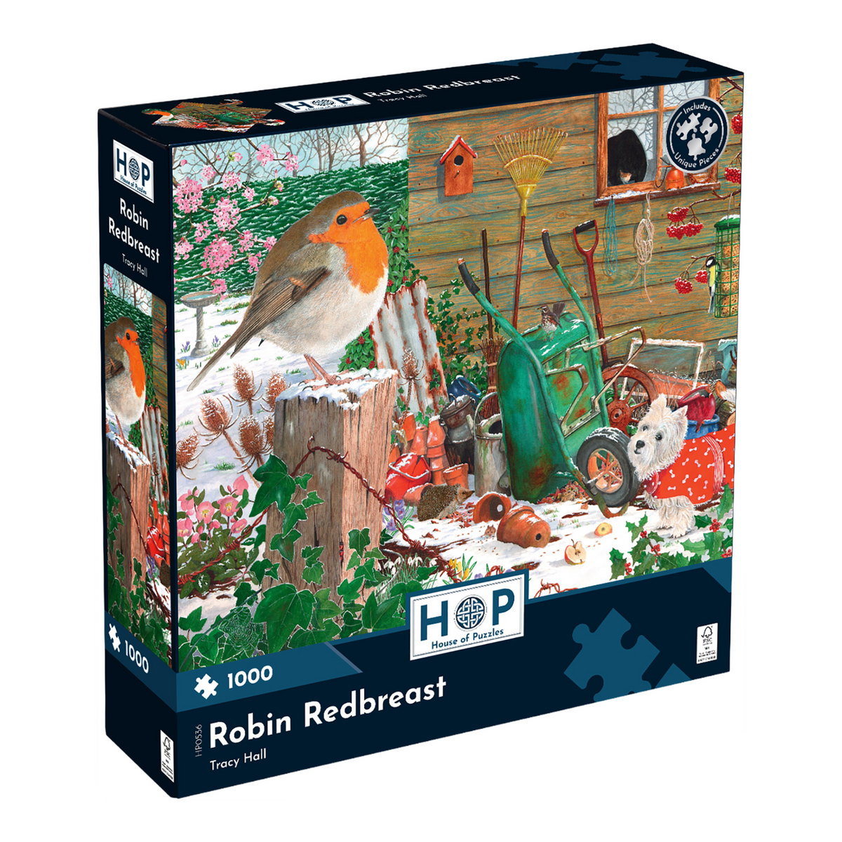 Box, turned right: Robin Redbreast by HOP – 1000 Piece Jigsaw Puzzle (House of Puzzles)