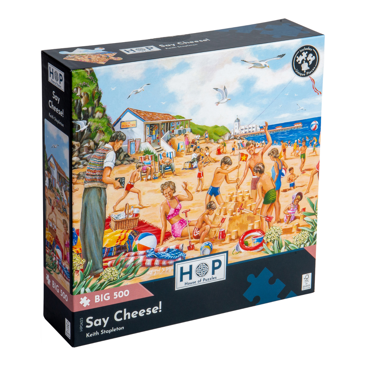 Box, turned right: Say Cheese – 500 XL Piece Jigsaw Puzzle (House of Puzzles)