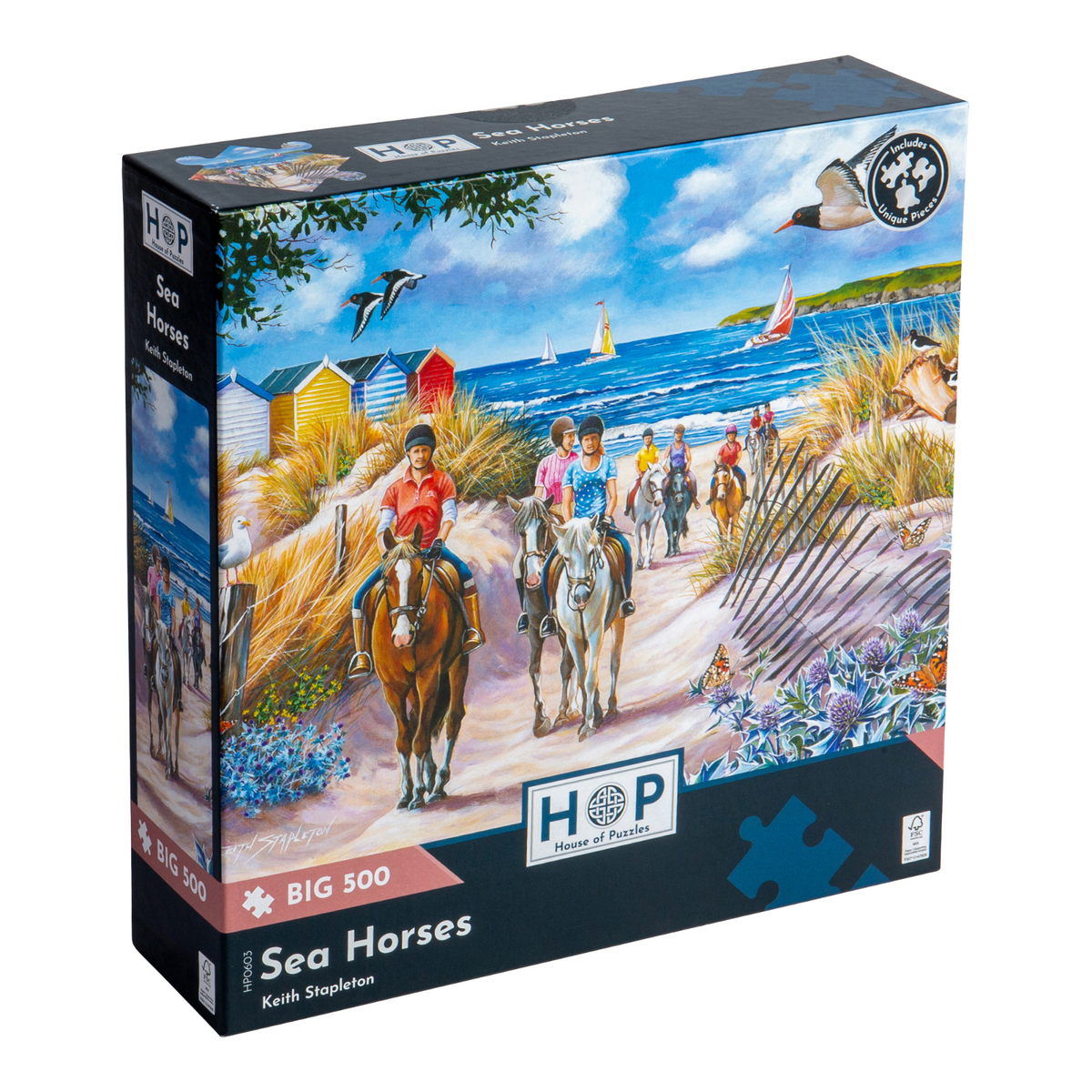 Box, turned right: Sea Horses – 500 XL Piece Jigsaw Puzzle (House of Puzzles)