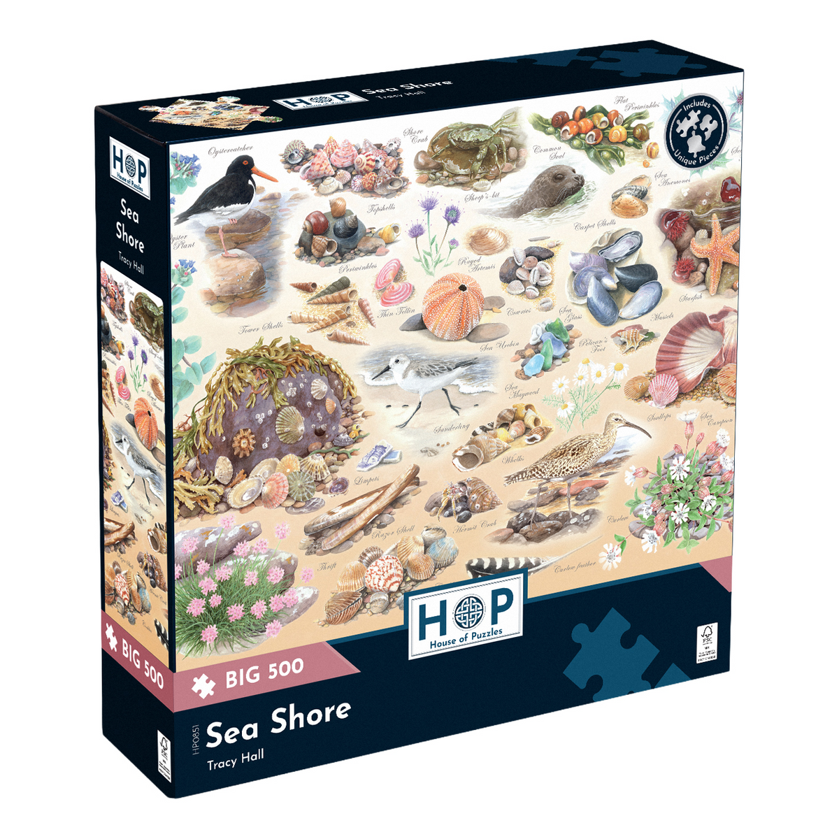 Box, turned right: Sea Shore by Tracy Hall - Big 500 Piece Jigsaw Puzzle (House of Puzzles)