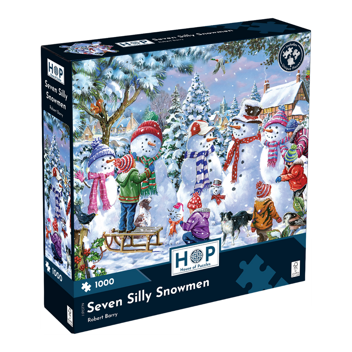 Box, turned right: Seven Silly Snowmen by Barry Hall – 1000 Piece Jigsaw Puzzle (House of Puzzles)