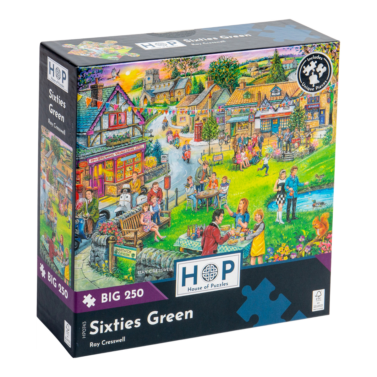 Box, turned right: Sixties Green – 250 Piece Jigsaw Puzzle (House of Puzzles)
