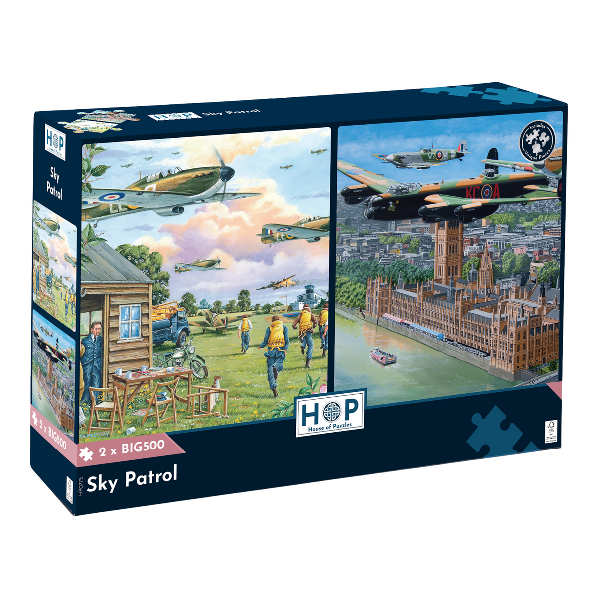 Box, turned right: Sky Patrol – 2 x BIG 500 Piece Jigsaw Puzzle (House of Puzzles)
