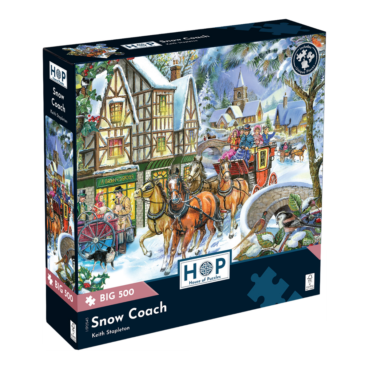 Box, turned right: Snow Coach – 500 XL Piece Jigsaw Puzzle (House of Puzzles)