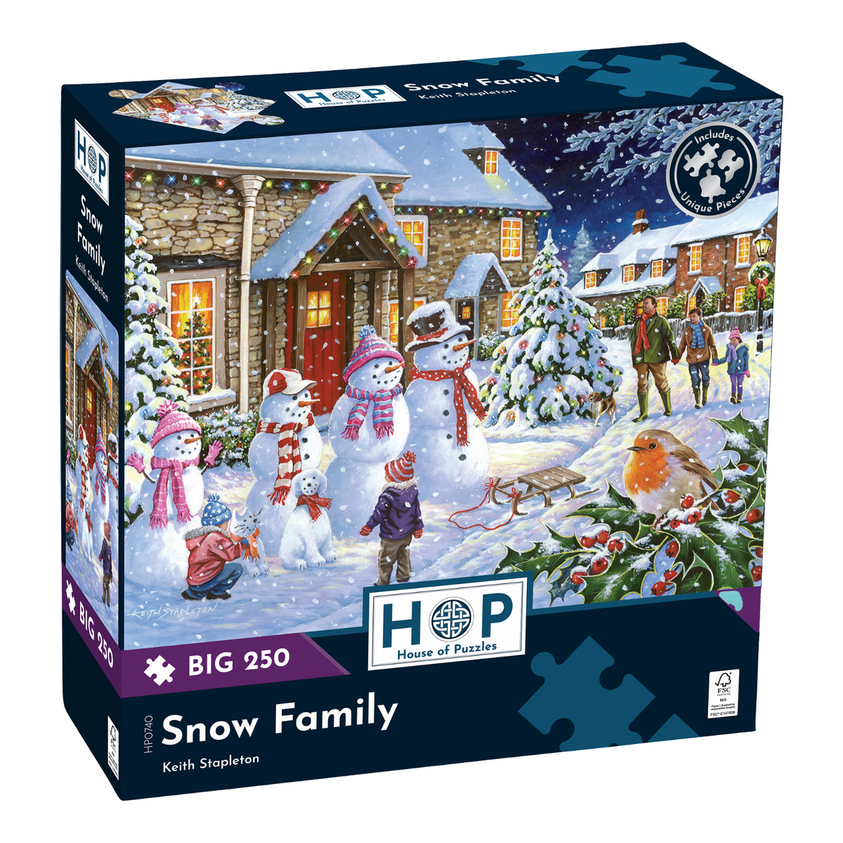 Box, turned right: Snow Family – 250 Piece Jigsaw Puzzle (House of Puzzles)