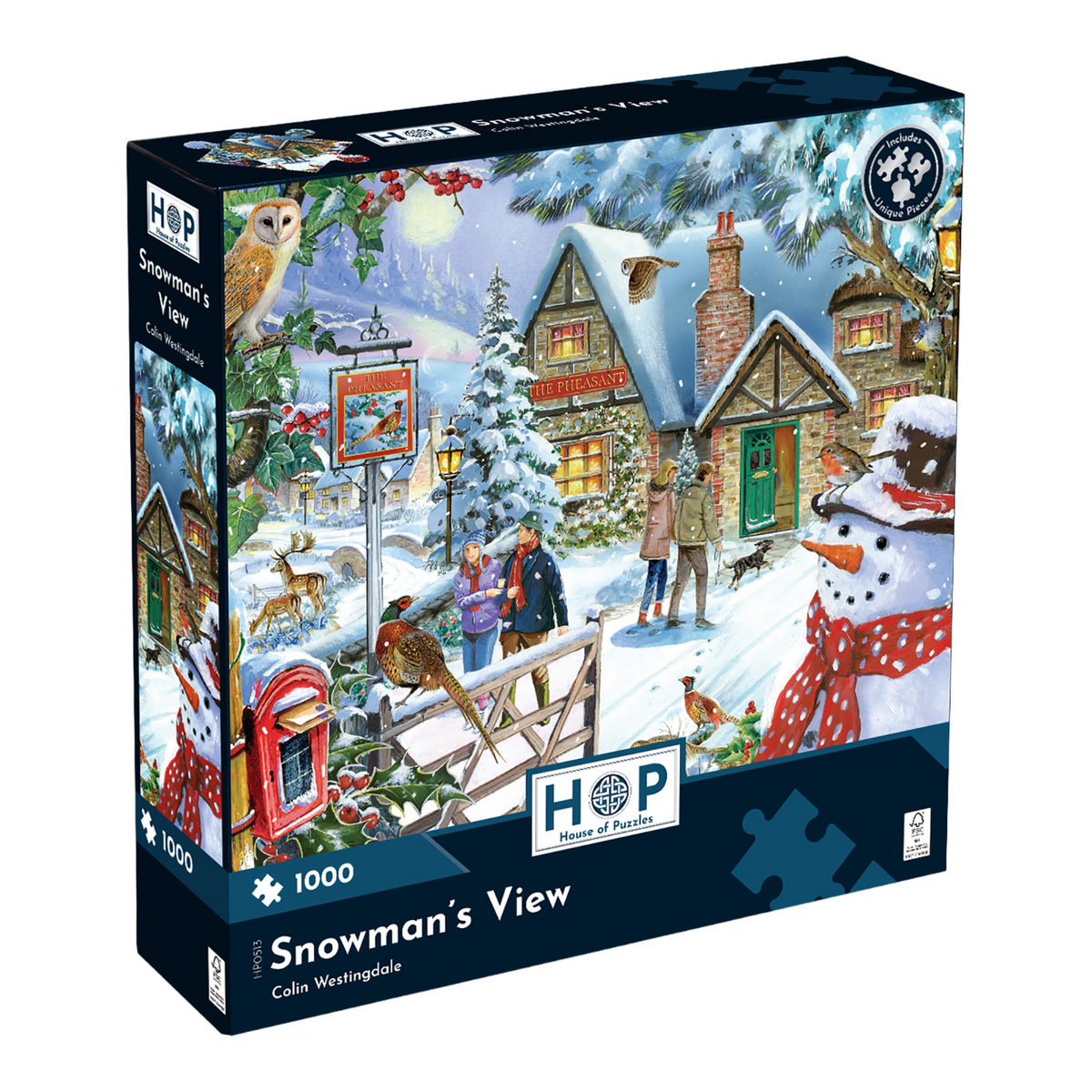 Box, turned right: Snowman's View – 1000 Piece Jigsaw Puzzle (House of Puzzles)