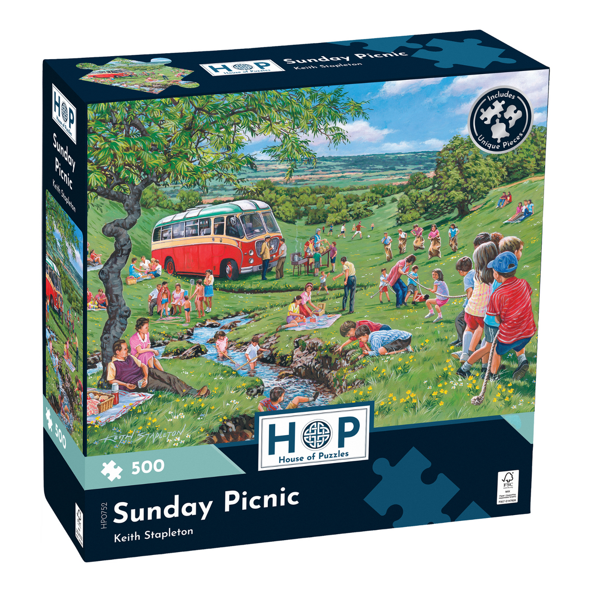 Box, turned right: Sunday Picnic – 500 Piece Jigsaw Puzzle (House of Puzzles)
