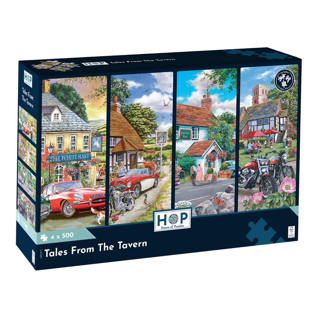 Box, turned right: Tales From The Tavern – 4 x 500 Piece Jigsaw Puzzle (House of Puzzles)