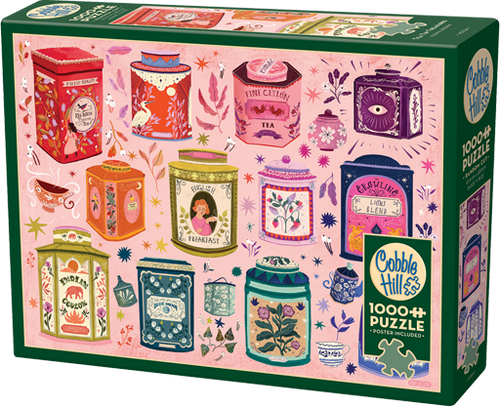 Tea Tin Treasures – 1000 Piece Jigsaw Puzzle (Cobble Hill) - Completed Puzzle