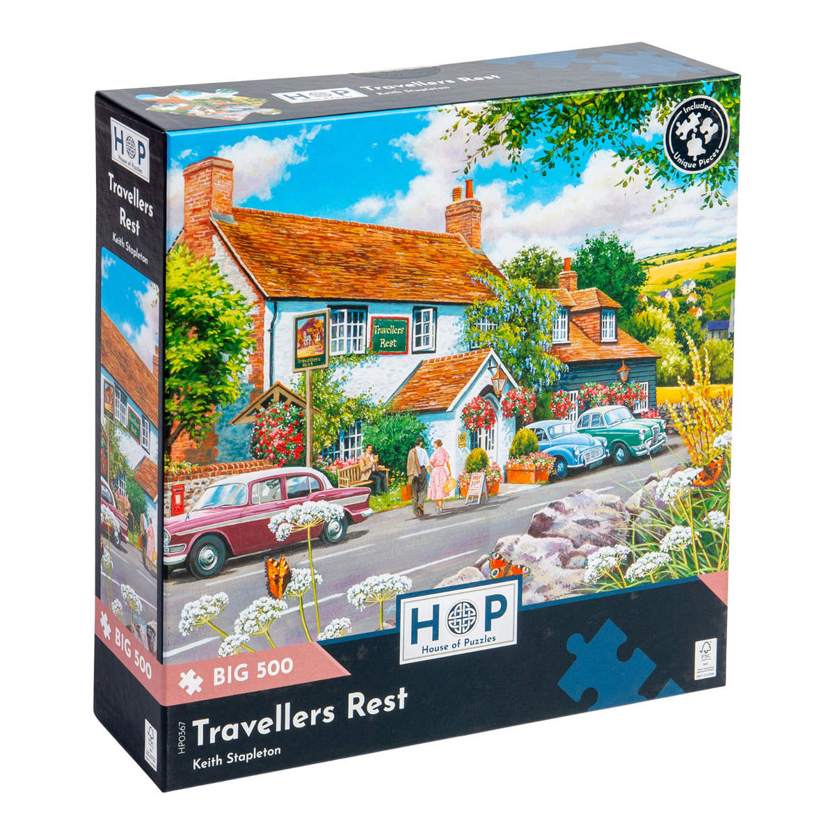 Box, turned right: Travellers Rest – 500 Piece Jigsaw Puzzle (House of Puzzles)