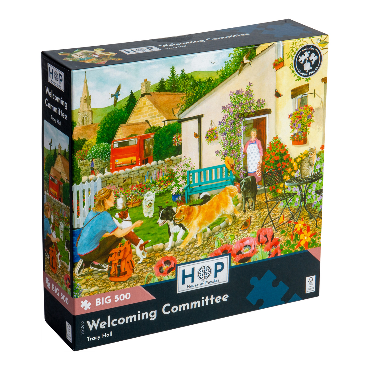 Box, turned right: Welcoming Committee – 500 XL Piece Jigsaw Puzzle (House of Puzzles)