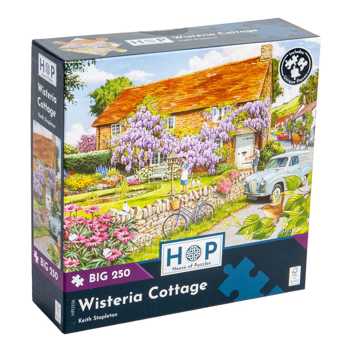 Box, turned right: Wisteria Cottage – 250 Piece Jigsaw Puzzle (House of Puzzles)