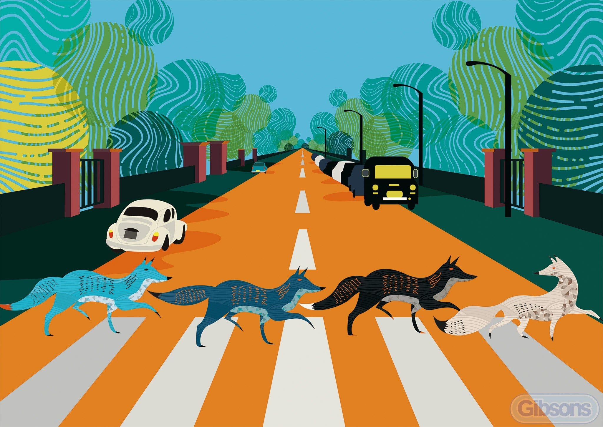 Abbey Road Foxes – 500 Piece Jigsaw Puzzle (Gibsons)
