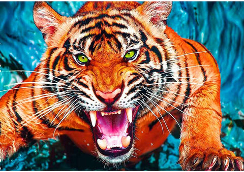Artwork: Facing A Tiger – 600 Piece Jigsaw Puzzle (Trefl)