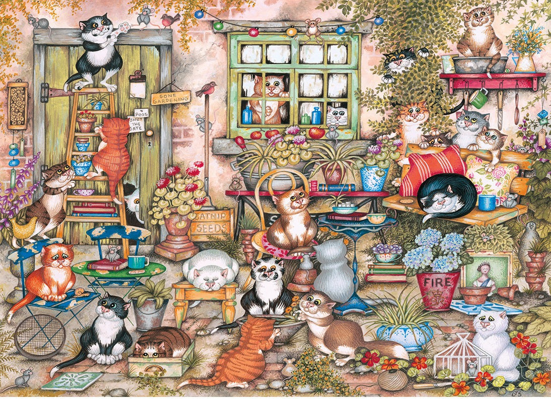 Artwork: Courtyard Cats – 1000 Piece Jigsaw Puzzle (Gibsons)