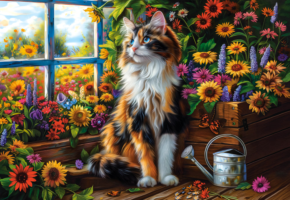 Blooming Cat Meditation - 1000 Piece Jigsaw Puzzle (Castorland)