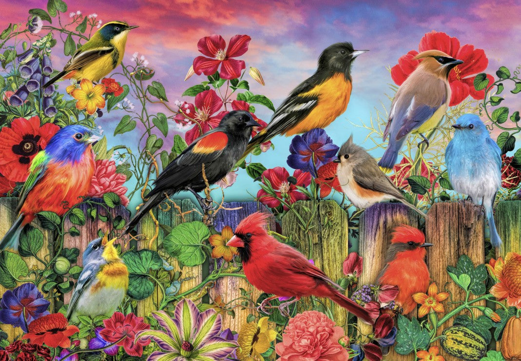 Birds and Blooms Garden – 1000 Piece Jigsaw Puzzle (Bluebird)