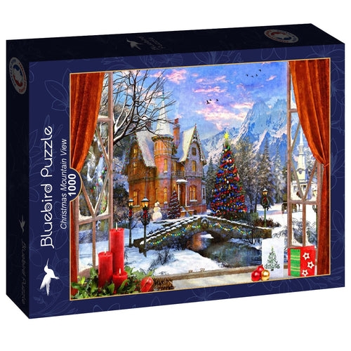 Christmas Mountain View – 1000 Piece Jigsaw Puzzle (Bluebird) - Completed Puzzle