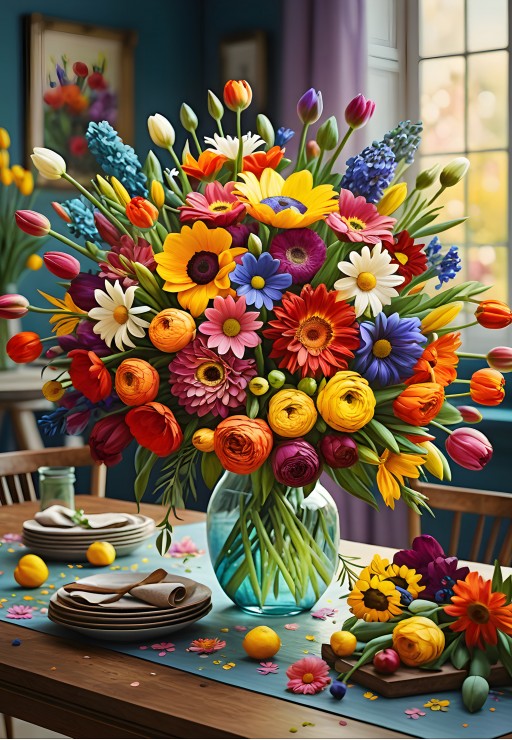 Colourful Bouquet - 1000 Piece Jigsaw Puzzle (Bluebird Puzzle)