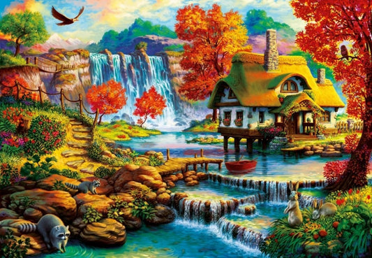 Bluebird - Country House by the Water Fall - 1000 Piece Jigsaw Puzzle