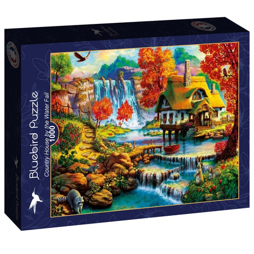 Bluebird - Country House by the Water Fall - 1000 Piece Jigsaw Puzzle - Completed Puzzle