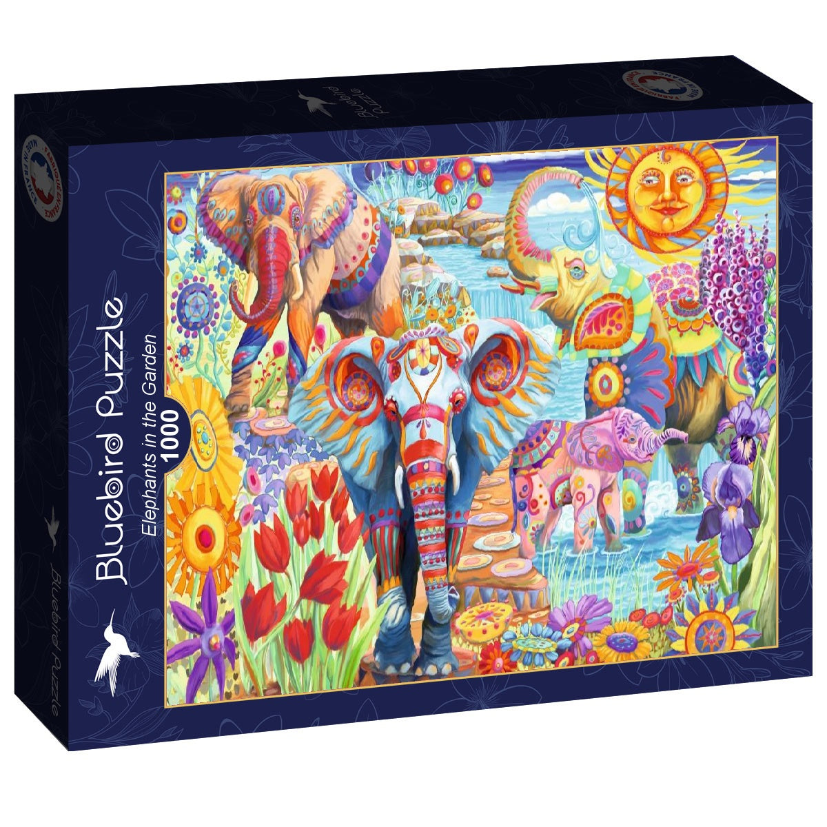 Elephants in the Garden – 1000 Piece Jigsaw Puzzle (Bluebird) - Completed Puzzle