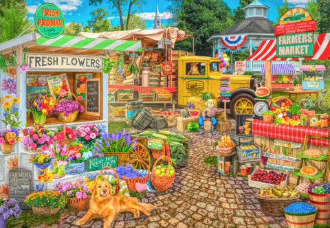 Artwork: Farmers Market Spring Summer Season – 1000 Piece Jigsaw Puzzle (Bluebird)