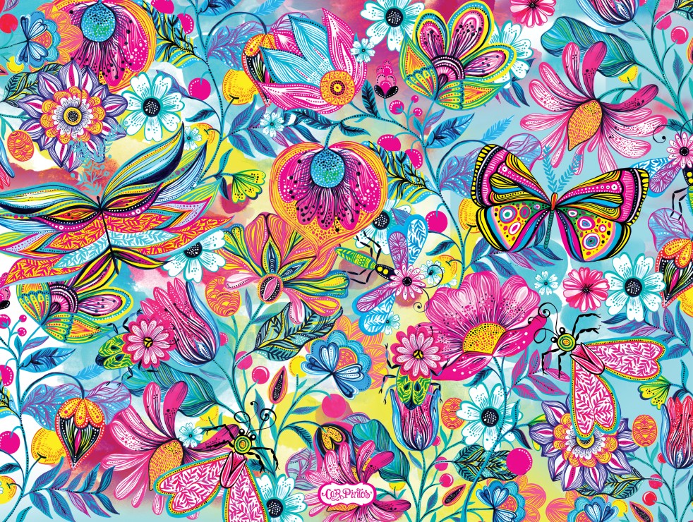 Fleurs et Papillons – 1000 Piece Jigsaw Puzzle (Bluebird)