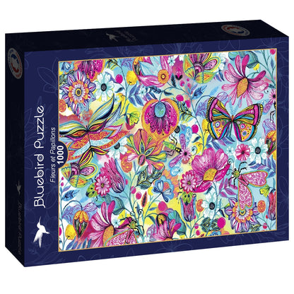 Bluebird - Fleurs et Papillons - 1000 Piece Jigsaw Puzzle