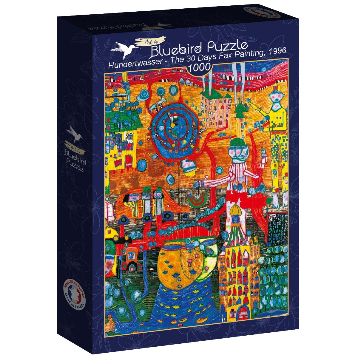 The 30 Days Fax Painting, 1996 by Hundertwasser – 1000 Piece Jigsaw Puzzle (Bluebird Puzzle) - Completed Puzzle