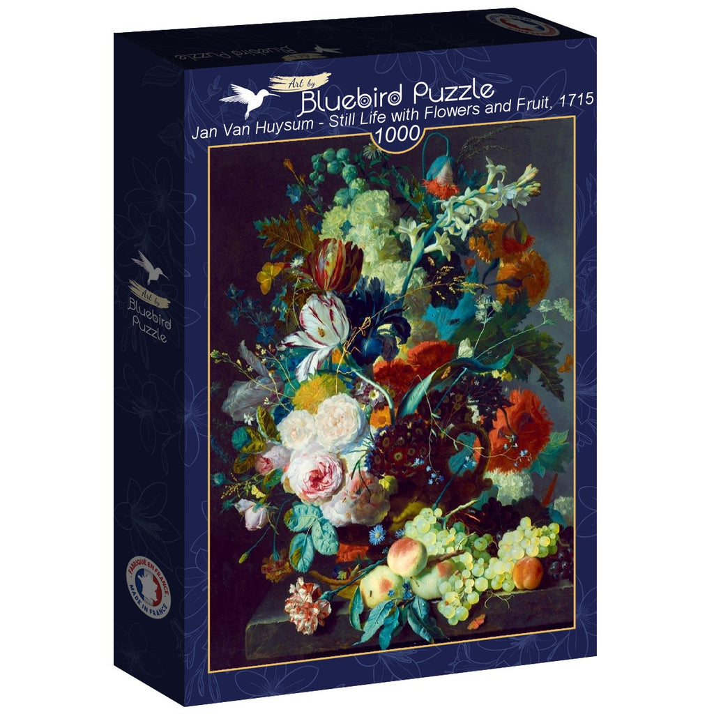 Still Life with Flowers and Fruit, 1715 by Jan Van Huysum – 1000 Piece Jigsaw Puzzle (Bluebird) - Completed Puzzle