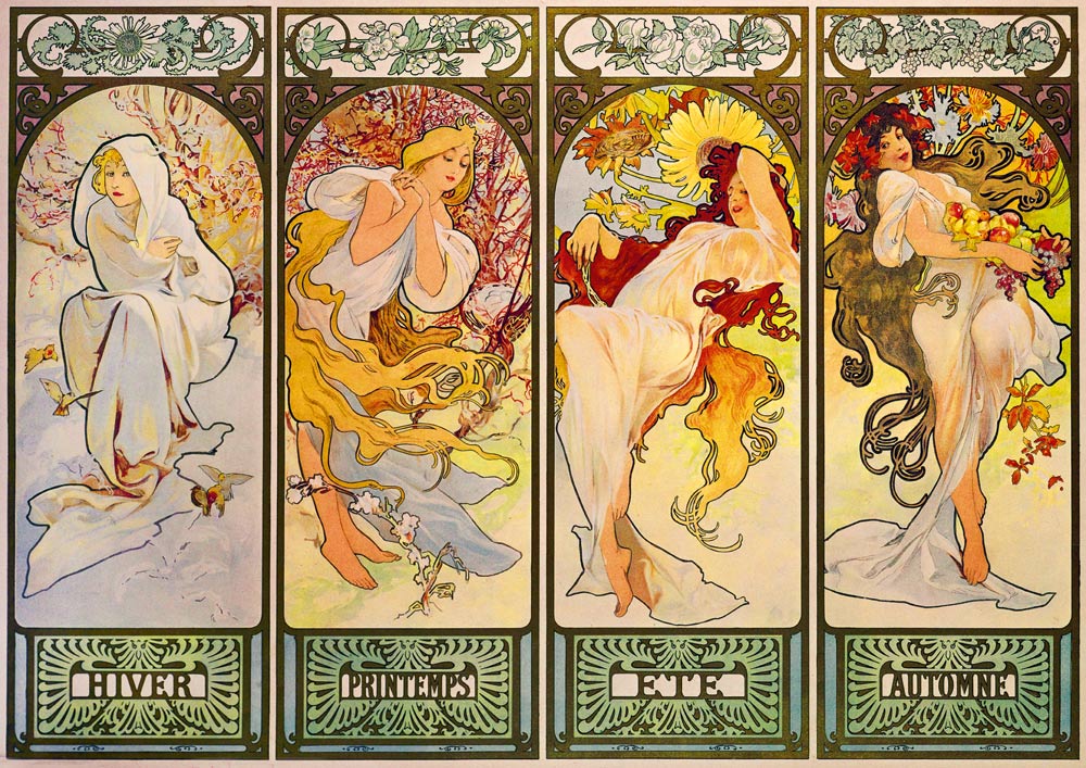 Four Seasons, 1900 by Mucha – 1000 Piece Jigsaw Puzzle (Bluebird)