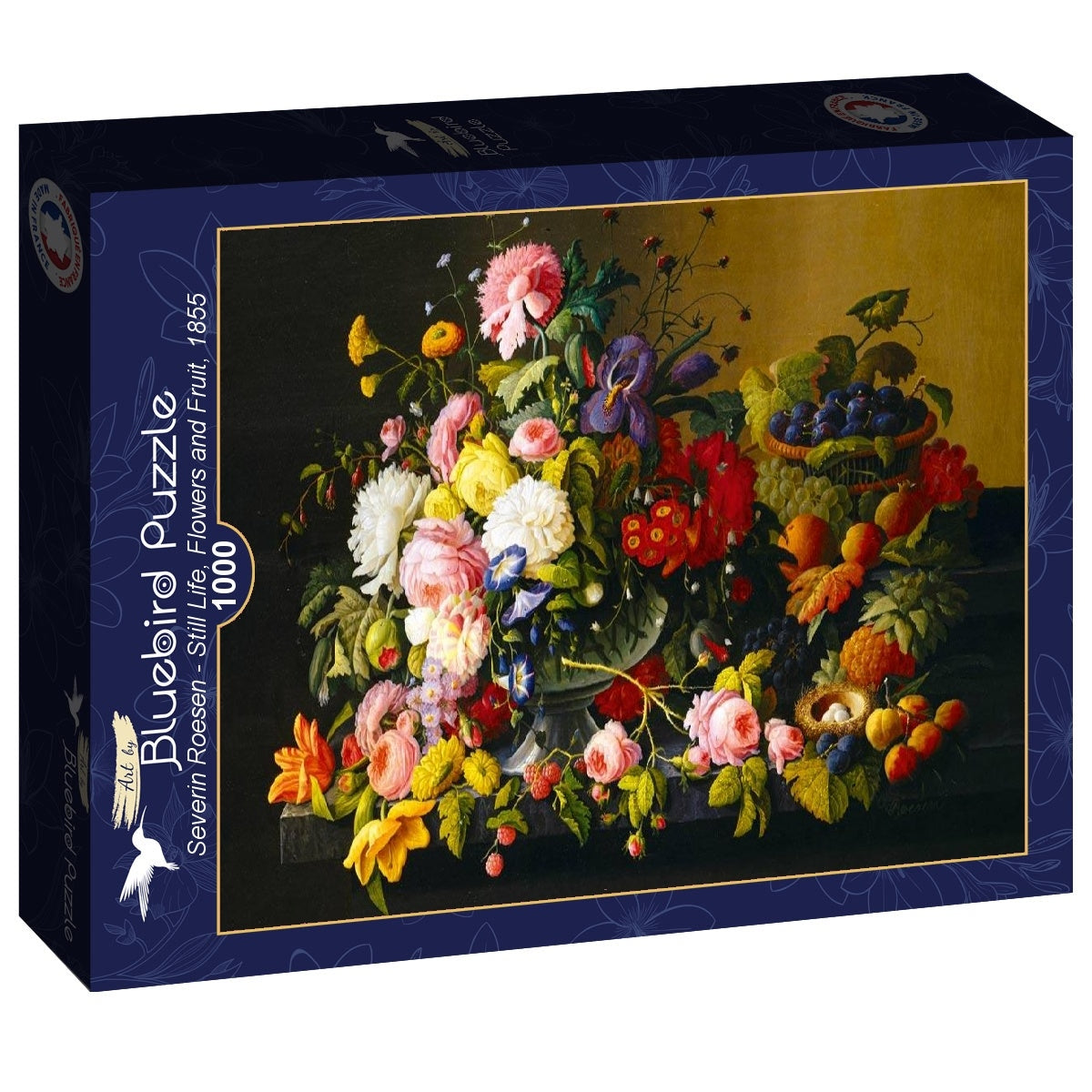 Severin Roesen - Still Life, Flowers and Fruit, 1855 - 1000 Piece Jigsaw Puzzle (Bluebird)