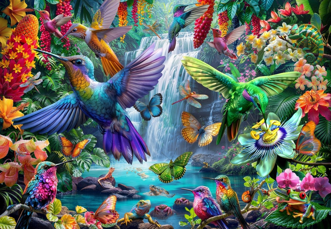 Tropical Hummingbirds - 1000 Piece Jigsaw Puzzle (Bluebird)