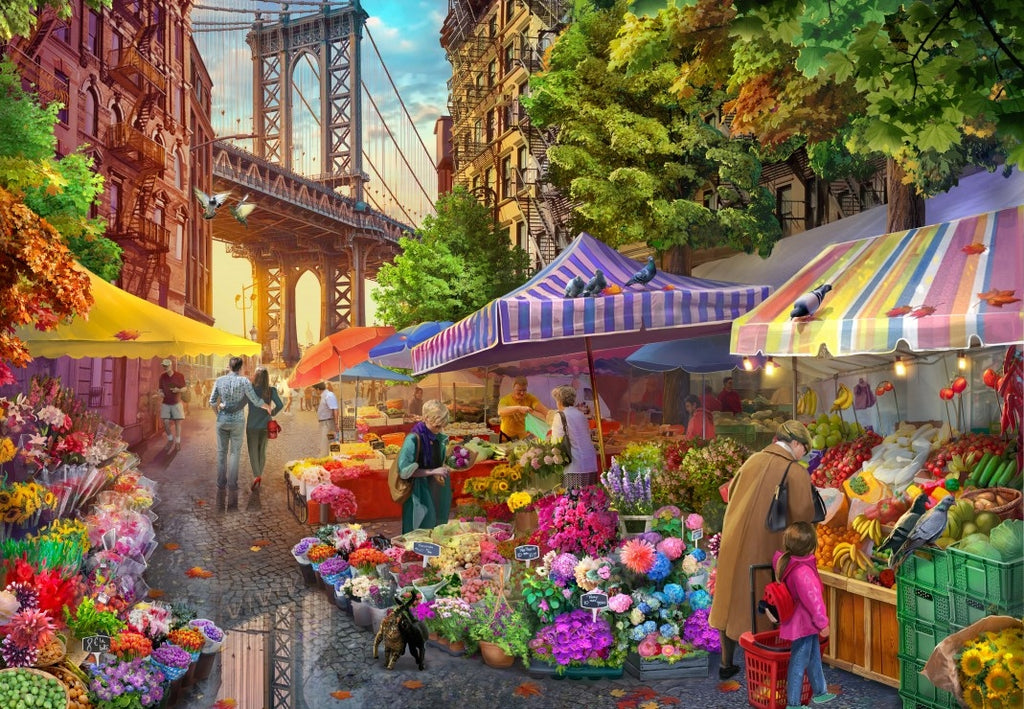 Flower Market Brooklyn - 1000 Piece Jigsaw Puzzle (Bluebird)