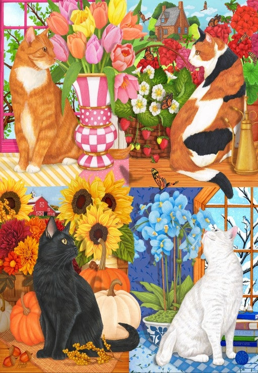 Four Seasons of Cats - 1000 Piece Jigsaw Puzzle (Bluebird)
