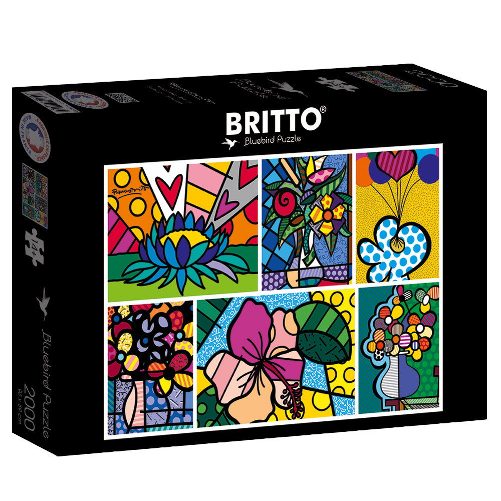 Romero Britto - Collage: Flowers - 2000 Piece Jigsaw Puzzle (Bluebird)