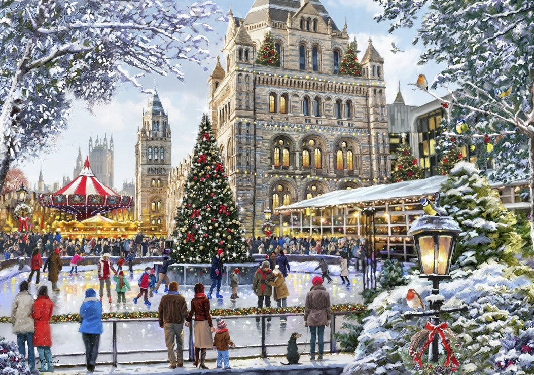 Skating Outside Natural History Museum - 2000 Piece Jigsaw Puzzle (Bluebird)