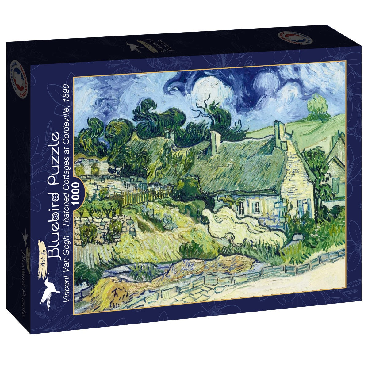 Thatched Cottages at Cordeville, 1890 by Vincent Van Gogh – 1000 Piece Jigsaw Puzzle (Bluebird)