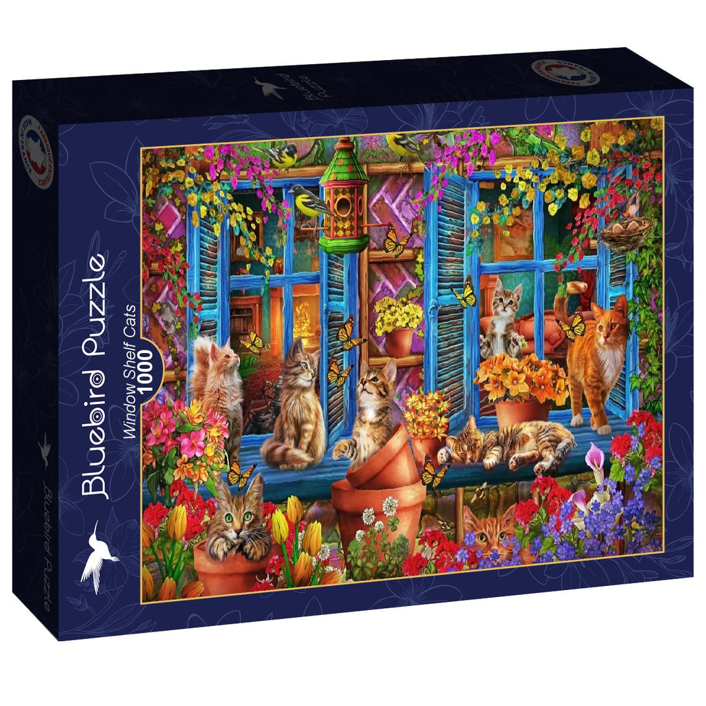 Window Shelf Cats - 1000 Piece Jigsaw Puzzle (Bluebird Puzzle)